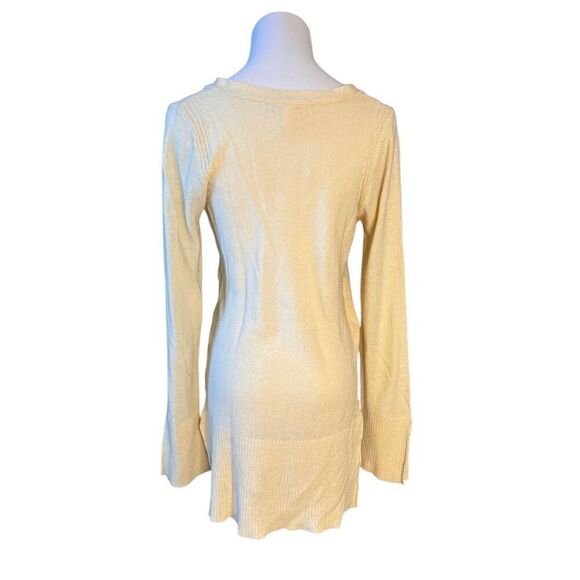 Wishlist Vneck‎ High Low Hem Split Sleeve & Hem Yellow Sweater sz Small - Picture 3 of 11